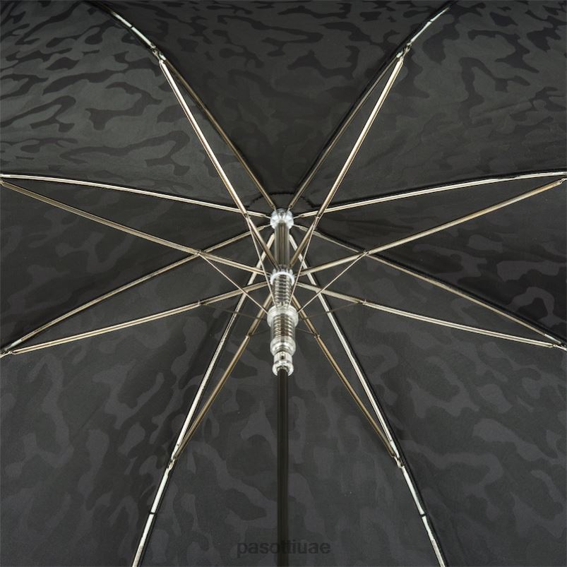 مظلة | 478 11780-142 h39t - مظلة سوداء مموهة، مقبض جلدي مع جماجم PASOTTI Z446V63